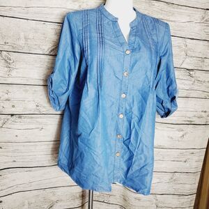 CZ Collection Denim plus size women's long sleeve shirt 2X